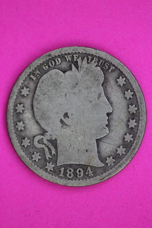 1894 P Barber Liberty Silver Quarter Guaranteed Authentic & Genuine Coin 1453