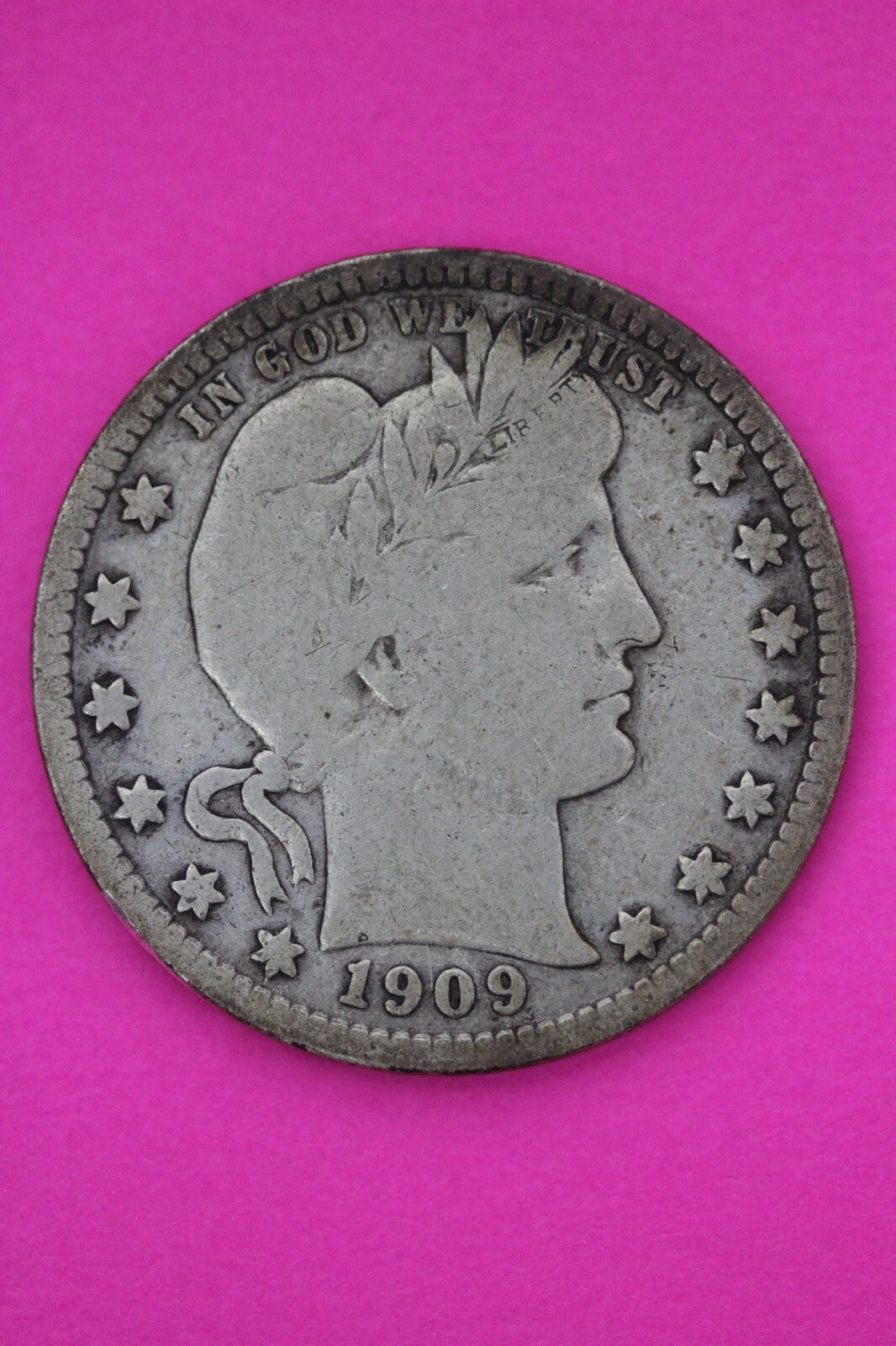 1909 D Barber Liberty Silver Quarter Scarce Semi Key Date Denver Mint 85