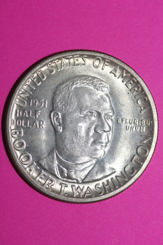 High Grade 1951 Booker T Washington Commemorative Silver Half Dollar Coin 1040
