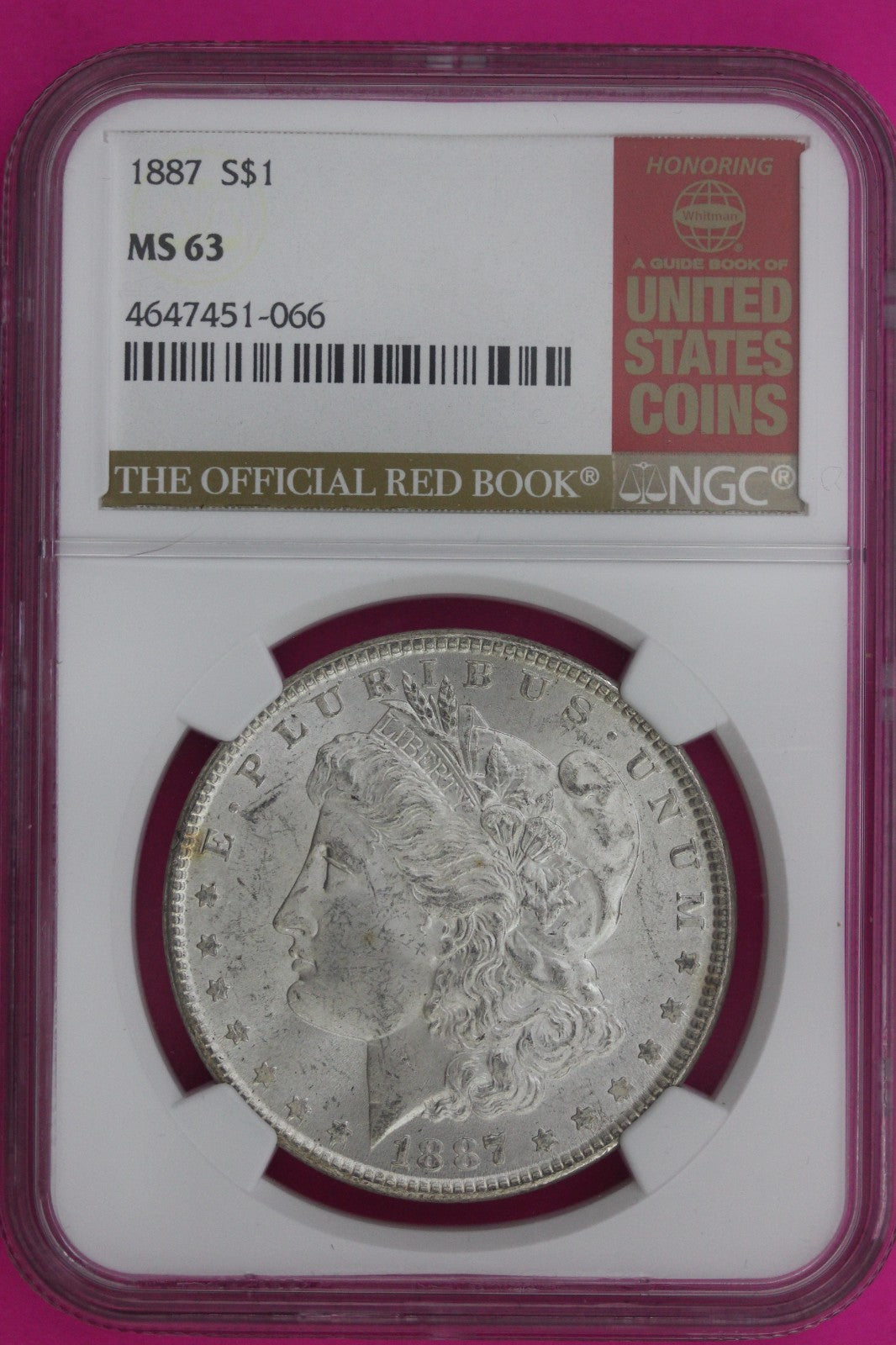 1887 P MS 63 Liberty Morgan Silver Dollar NGC Certified Graded Authentic 1110