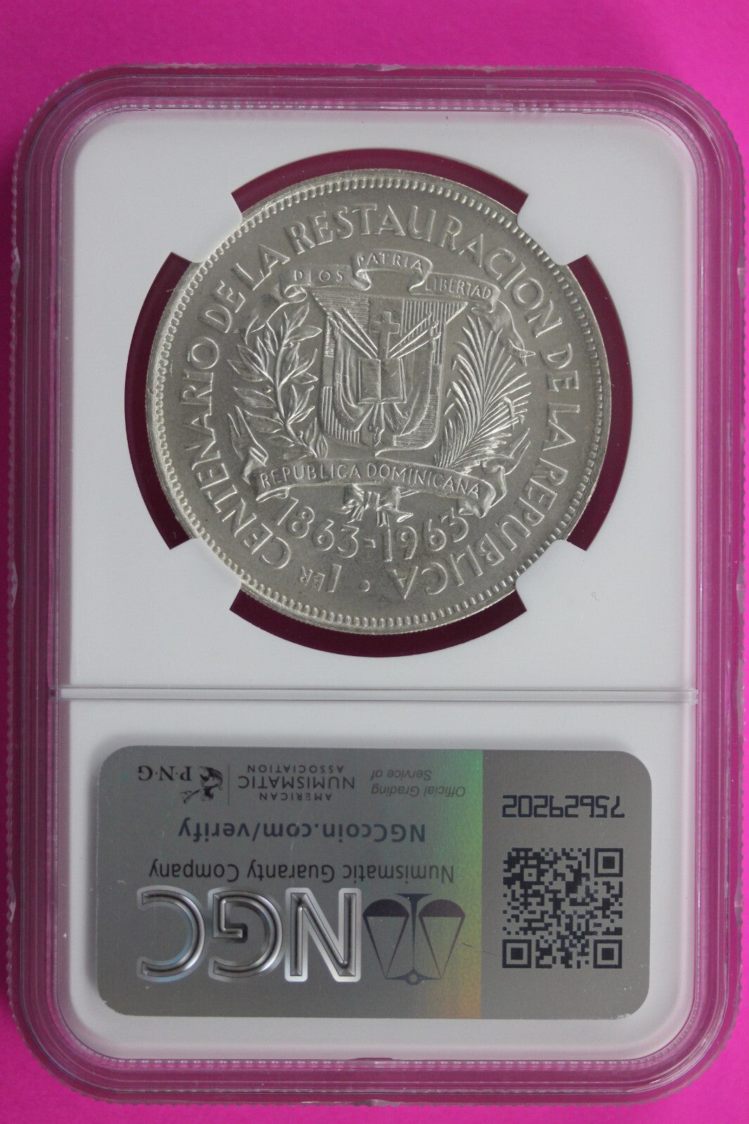 1973 MS 64+ Dominican Republic Restoration Peso Silver Coin NGC Certified 569