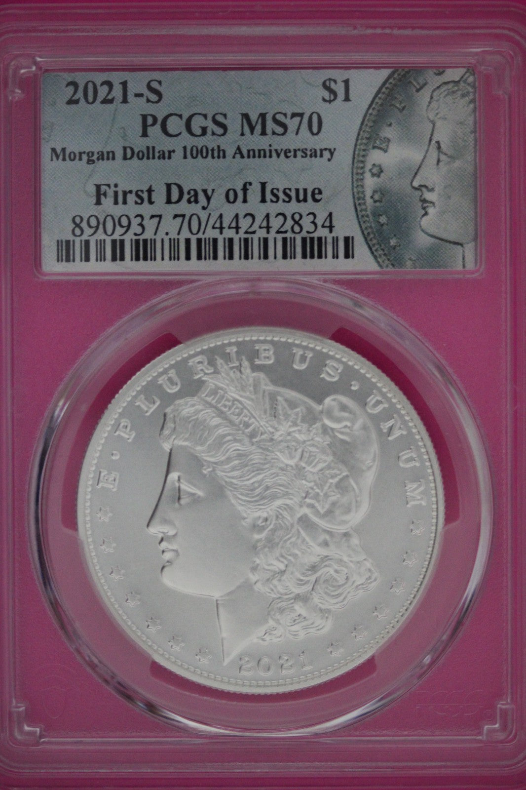 RARE 2021 S MS 70 Morgan Silver Dollar 1rst Day Issue PCGS Graded Authentic 944