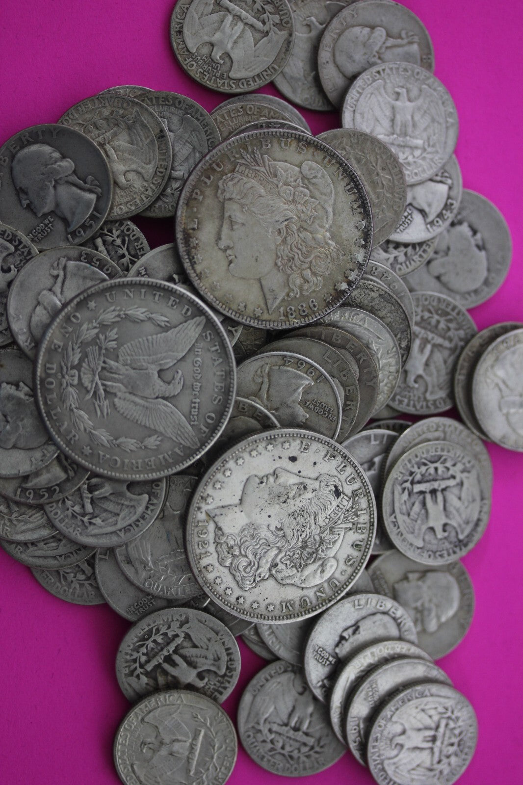 United States 90% Silver Coins $7.00 Face Value With One Morgan Dollar Junk