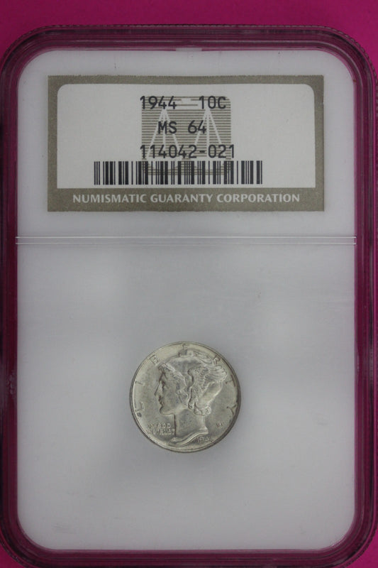 1944 P MS 64 Mercury Winged Liberty Dime NGC Certified Graded Authentic 1265
