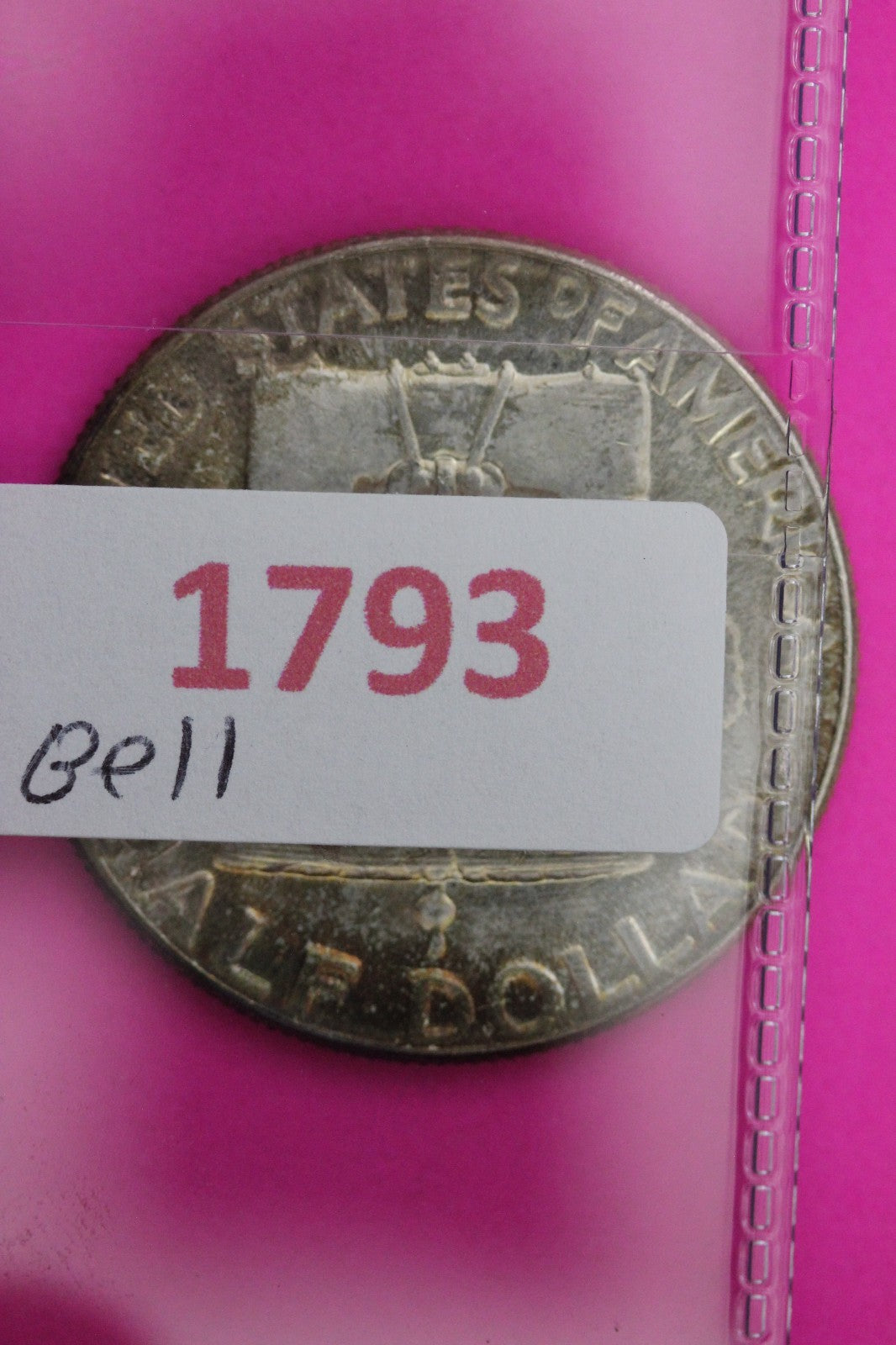 Mint Error 1954 P Die Break at Bell Ben Franklin Half Dollar Silver Coin 1793