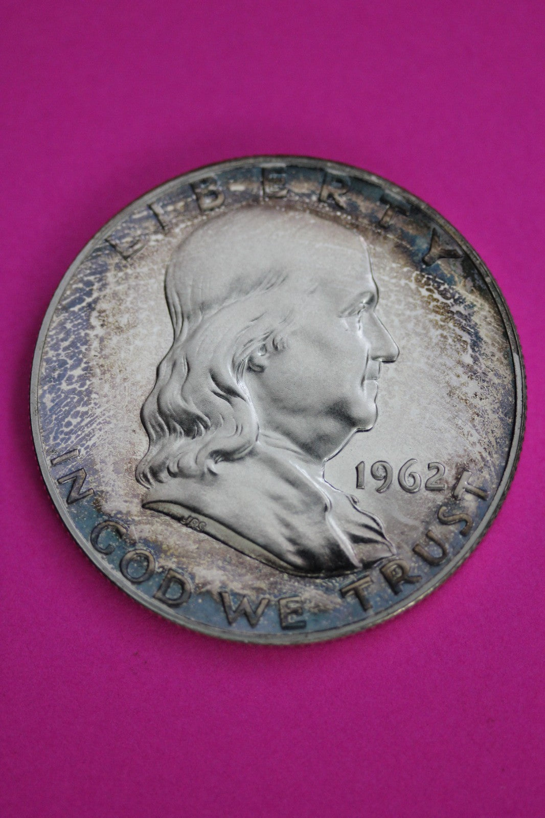 Toned Cameo OBV  1962 Proof Ben Franklin Half Dollar Silver Coin Authentic 1784