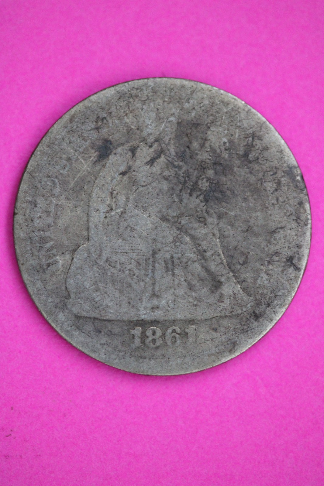 1861 P Seated Dime Silver Exact Coin Shown Low Grade Filler Damaged Bent 2756