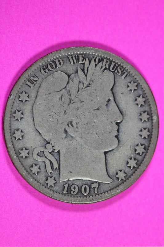 1907 O Barber Liberty Half Dollar Scarce Semi Key Date Coin New Orleans 290