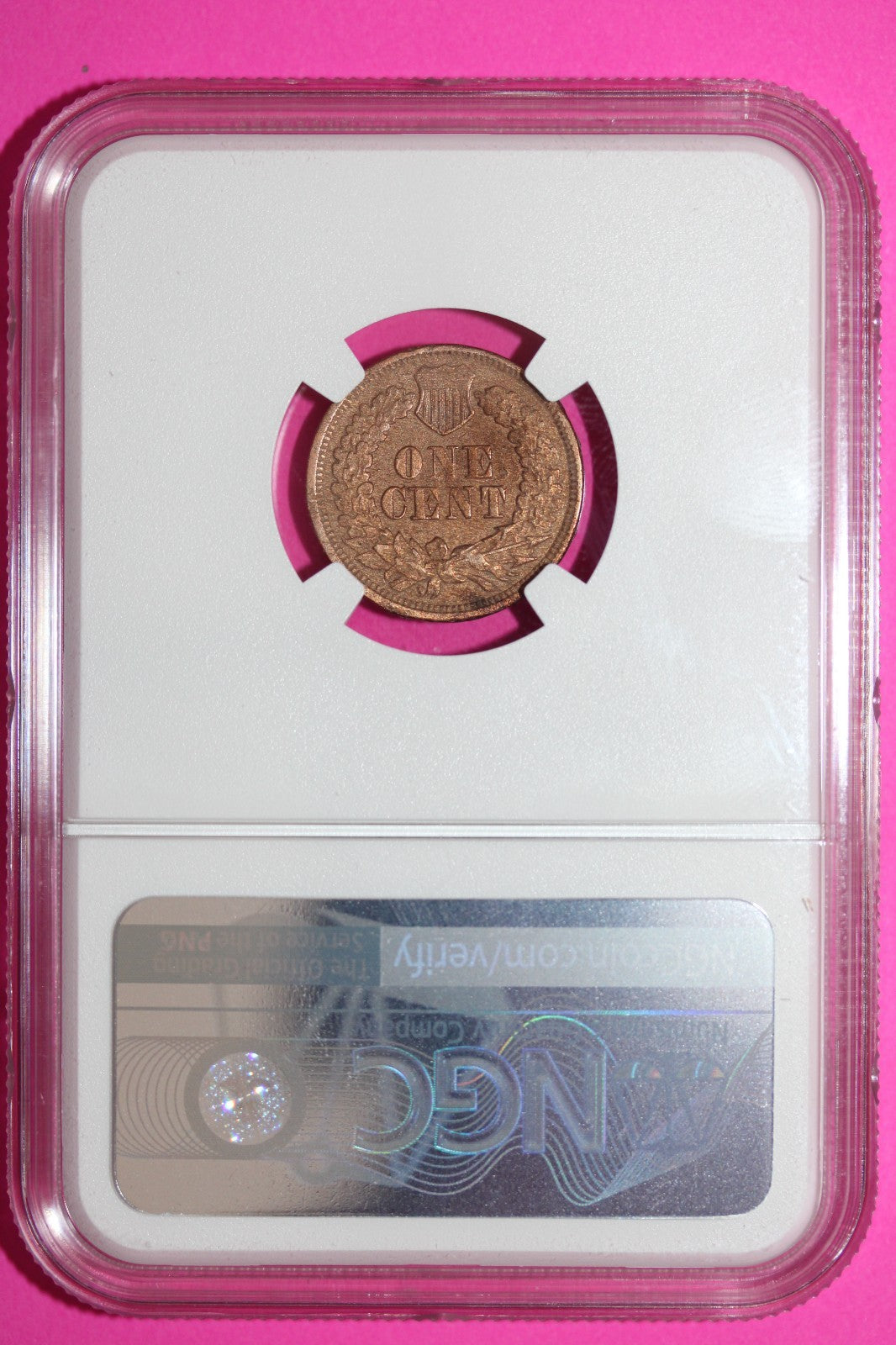 1867 Indian Head Cent Penny XF Details Damaged Cleaned NGC Certified Slab 897