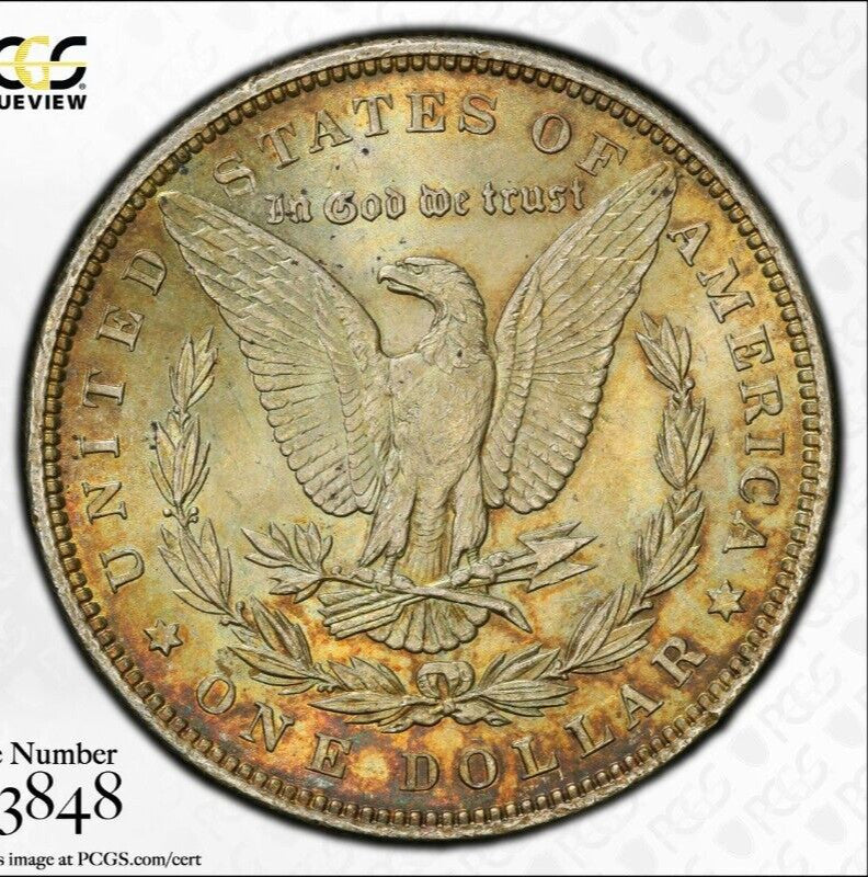 Toned 1889 P MS 62 Morgan Liberty Silver Dollar PCGS Certified Slab 39