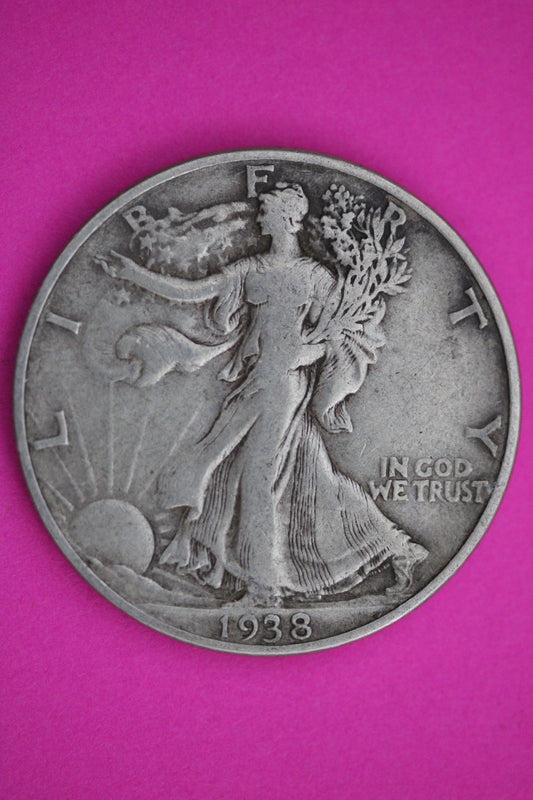 1938 D Walking Liberty Walker Half Dollar Coin Guaranteed Authentic Genuine 2428