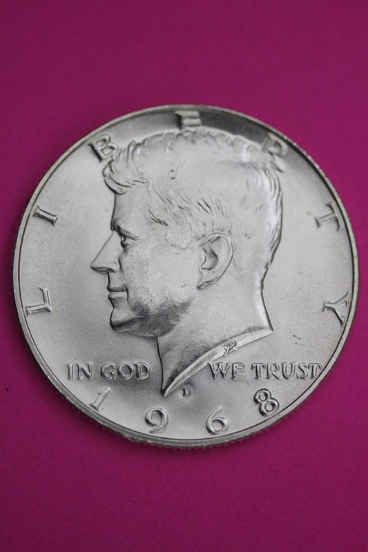 Gem BU 1968 D John F Kennedy Half Dollar 40% Silver Same Coin In Pics TOM 10