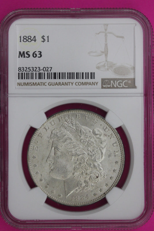 1884 P MS 63 Liberty Morgan Silver Dollar NGC Certified Graded Authentic 1074