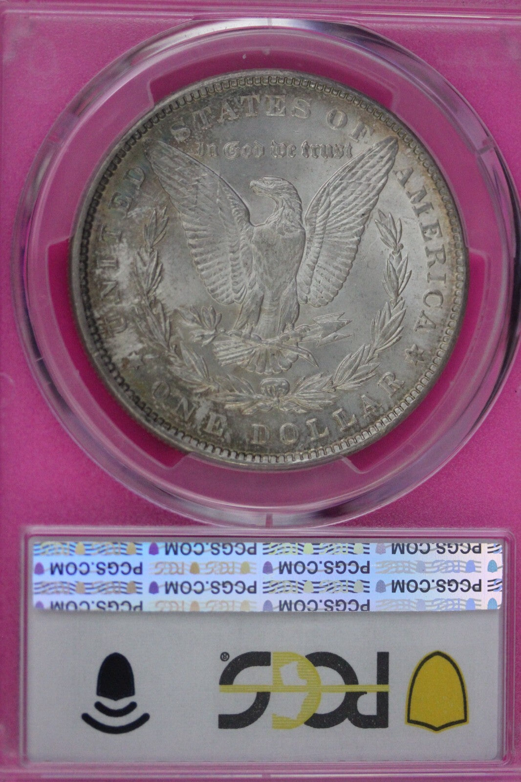 Toned 1889 P MS 63 Morgan Liberty Silver Dollar PCGS Certified Slab 38