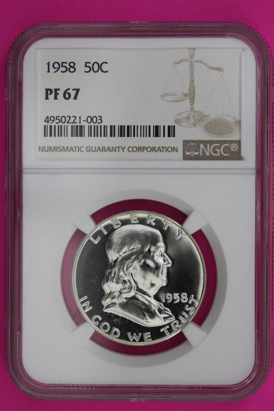1958 PF 67 Ben Franklin Half Dollar NGC Graded Certified Authentic Slab 1340