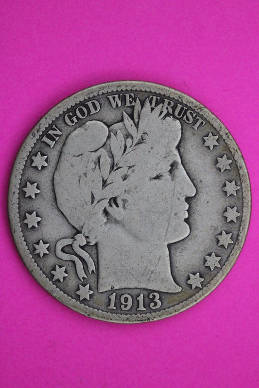 1913 S Barber Liberty Half Dollar Silver Rare Semi Key Date Coin Genuine 0420N