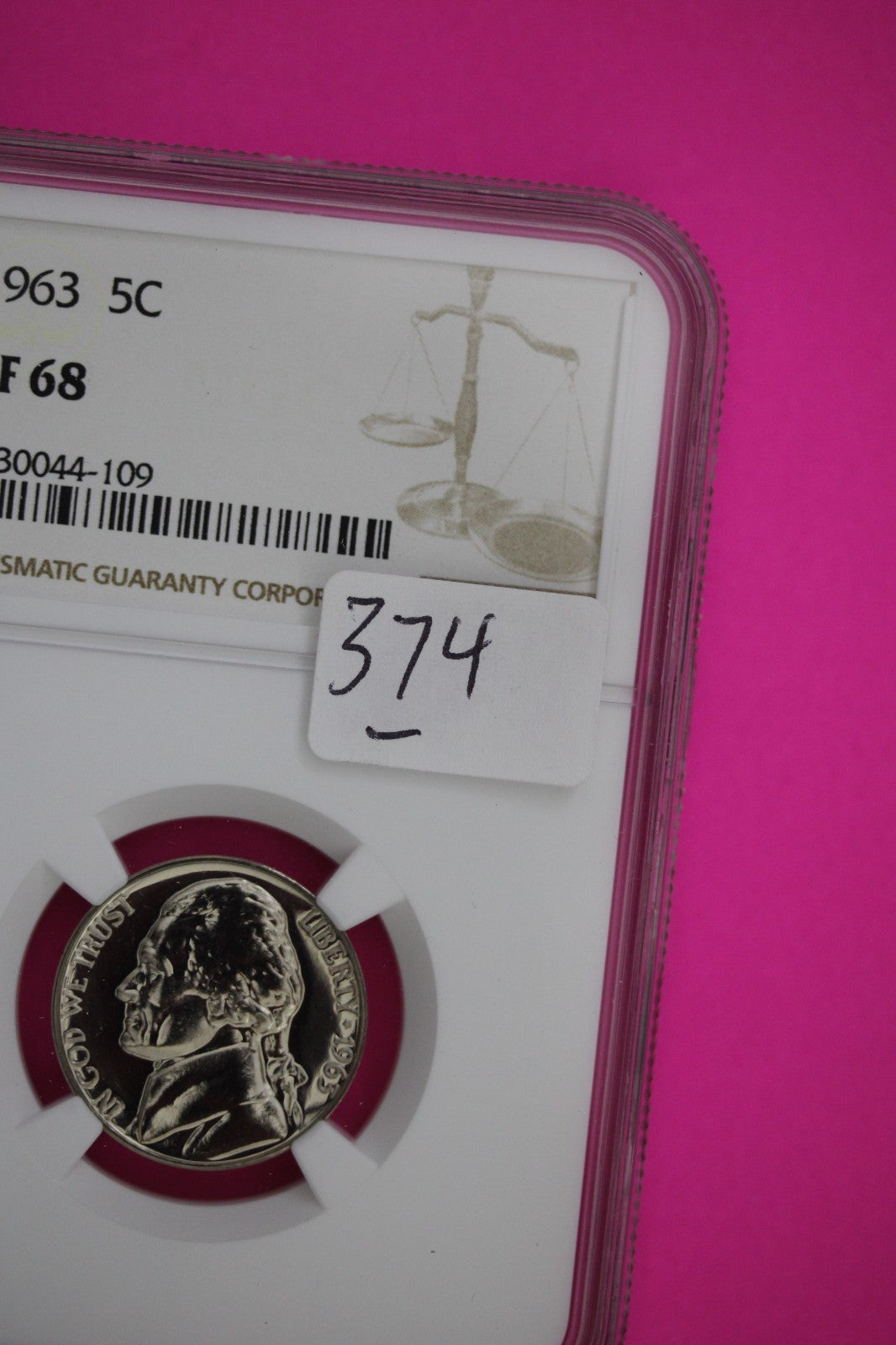 1963 PF 68 Jefferson Nickel NGC Certified Graded Authentic Genuine Slab 374