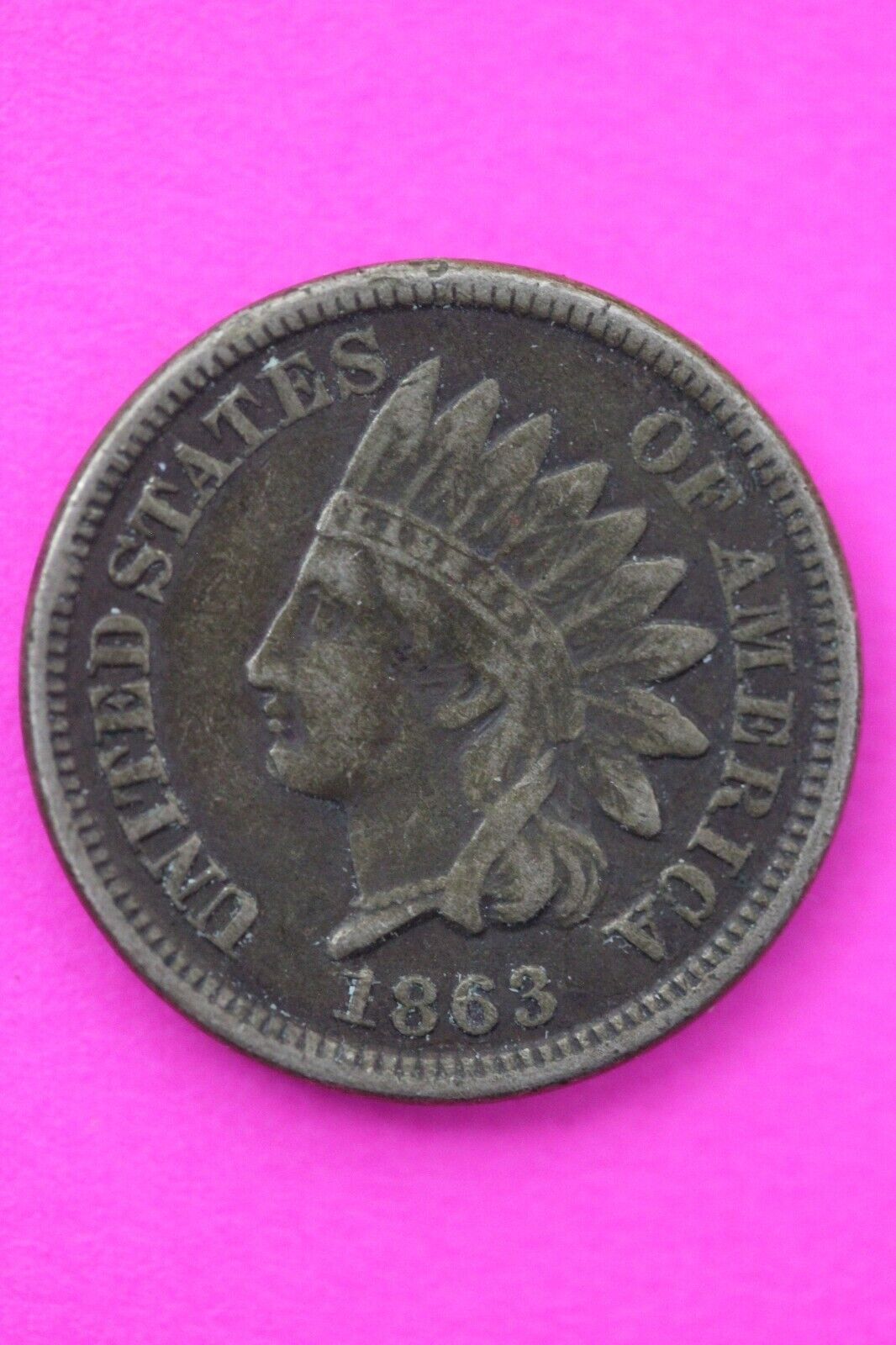 1863 Copper Nickel Indian Head Cent Penny Early Type Coin Exact Coin Pictured 54
