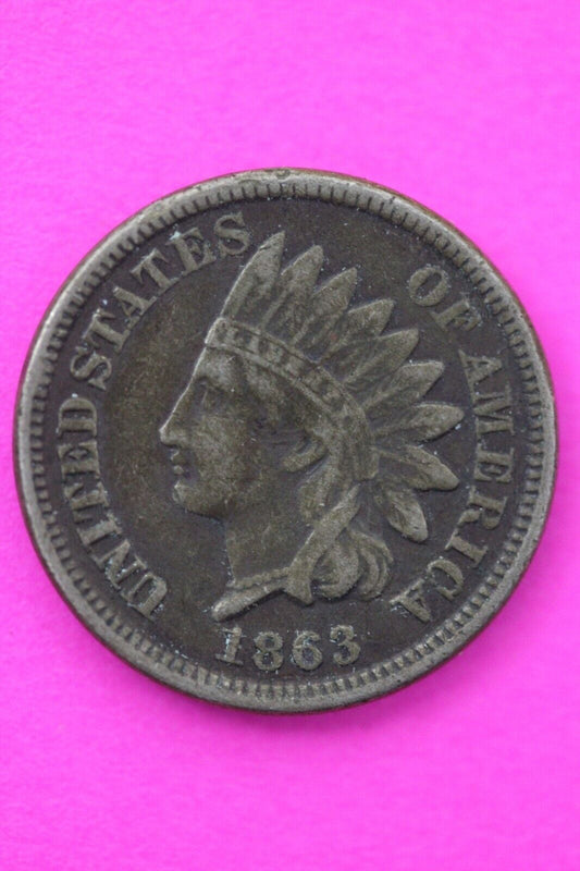 1863 Copper Nickel Indian Head Cent Penny Early Type Coin Exact Coin Pictured 54