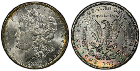 Toned 1886 P MS 64 Morgan Silver Dollar PCGS Graded Certified Authentic Slab 270