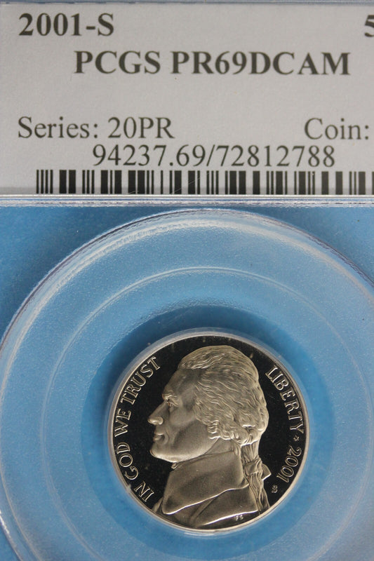 2001 S PR 69 Deep Cameo Thomas Jefferson Nickel PCGS Certified Graded OCE 302