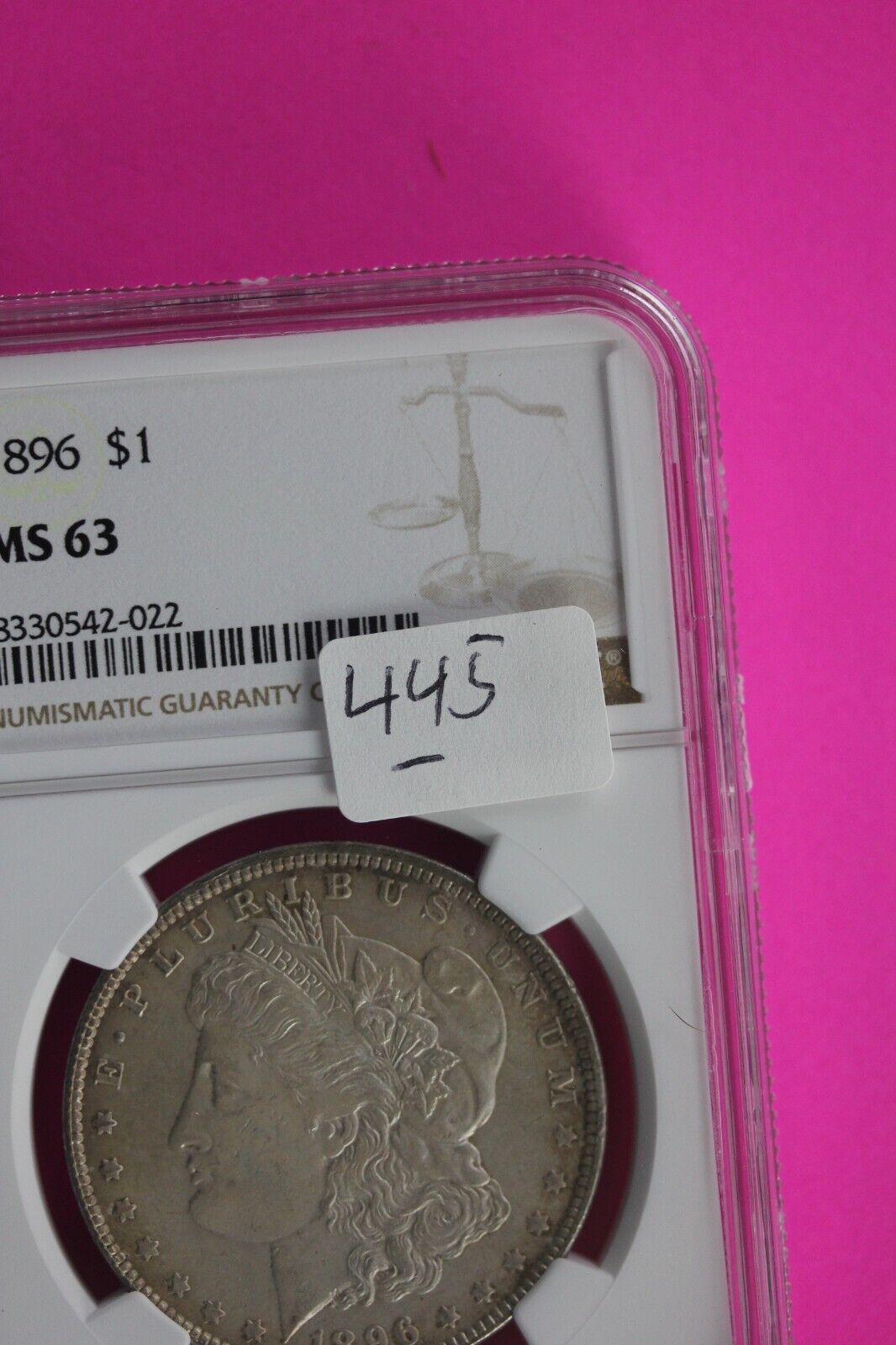 1896 P MS 63 Liberty Morgan Silver Dollar NGC Certified Graded Slab 445
