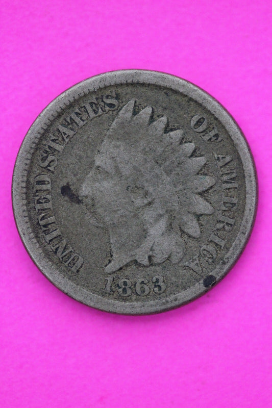1863 Copper Nickel Indian Head Cent Penny Exact Early Type Coin Pictured 157