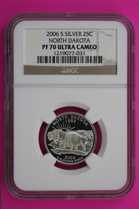 2006 S PF 70 North Dakota Silver State Quarter NGC Certified Authentic Slab 457