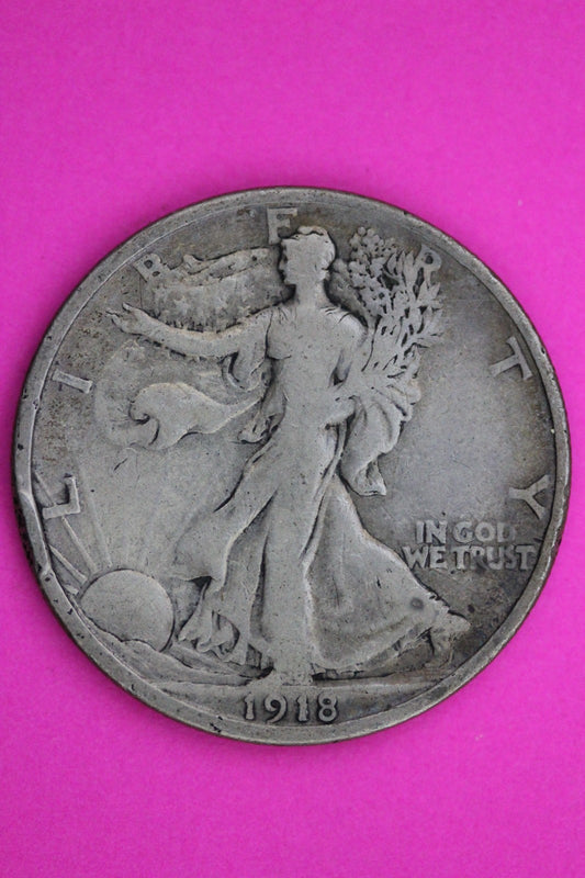 1918 D Walking Liberty Silver Half Dollar Guaranteed Authentic Genuine Coin 2363
