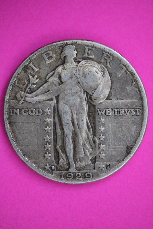 1929 D Standing Liberty Quarter Silver Guaranteed Authentic & Genuine Coin 2993