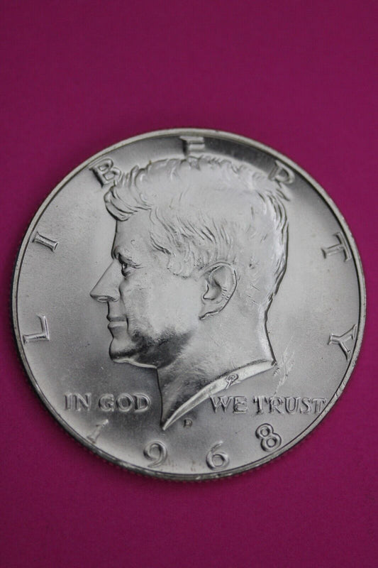 Gem BU 1968 D John F Kennedy Half Dollar 40% Silver Same Coin In Pics TOM 05