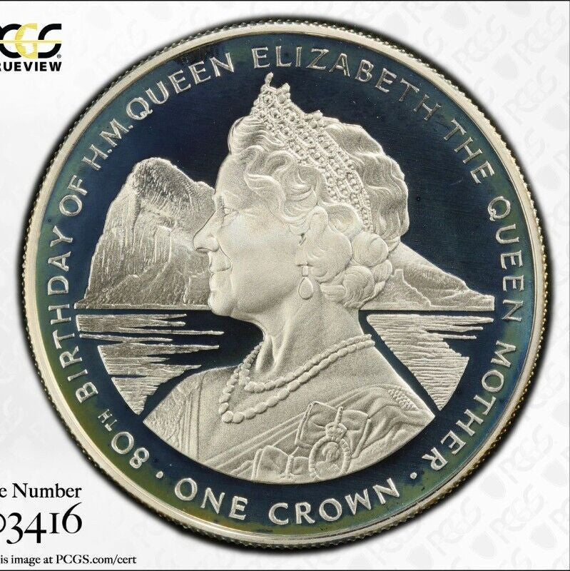 Toned 1980 PR 68 DCAM Crown Gibraltar  PCGS Queen Elizabeth 80th Birthday 539