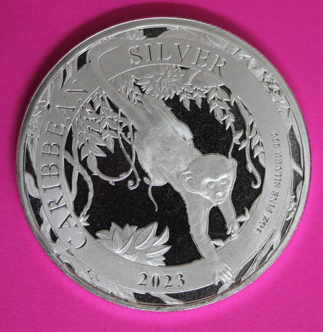 Gem BU 2023 Barbados Monkey 1 OZ Silver Coin .999 Fine $1.00 Same Coin In Pic 18