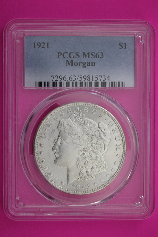 1921 P MS 63 Liberty Morgan Silver Dollar PCGS Graded Authentic Certified 01