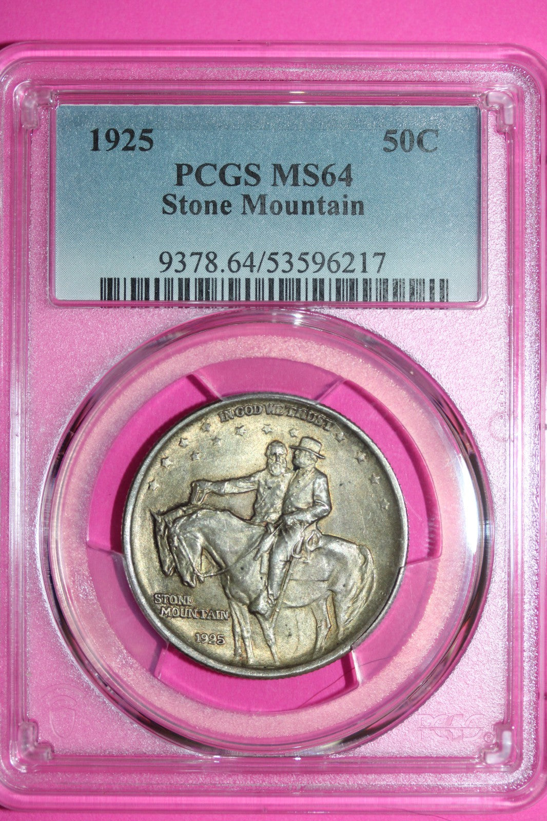 1925 MS 64 Stone Mountain Commemorative Silver Half Dollar PCGS Graded Slab 138
