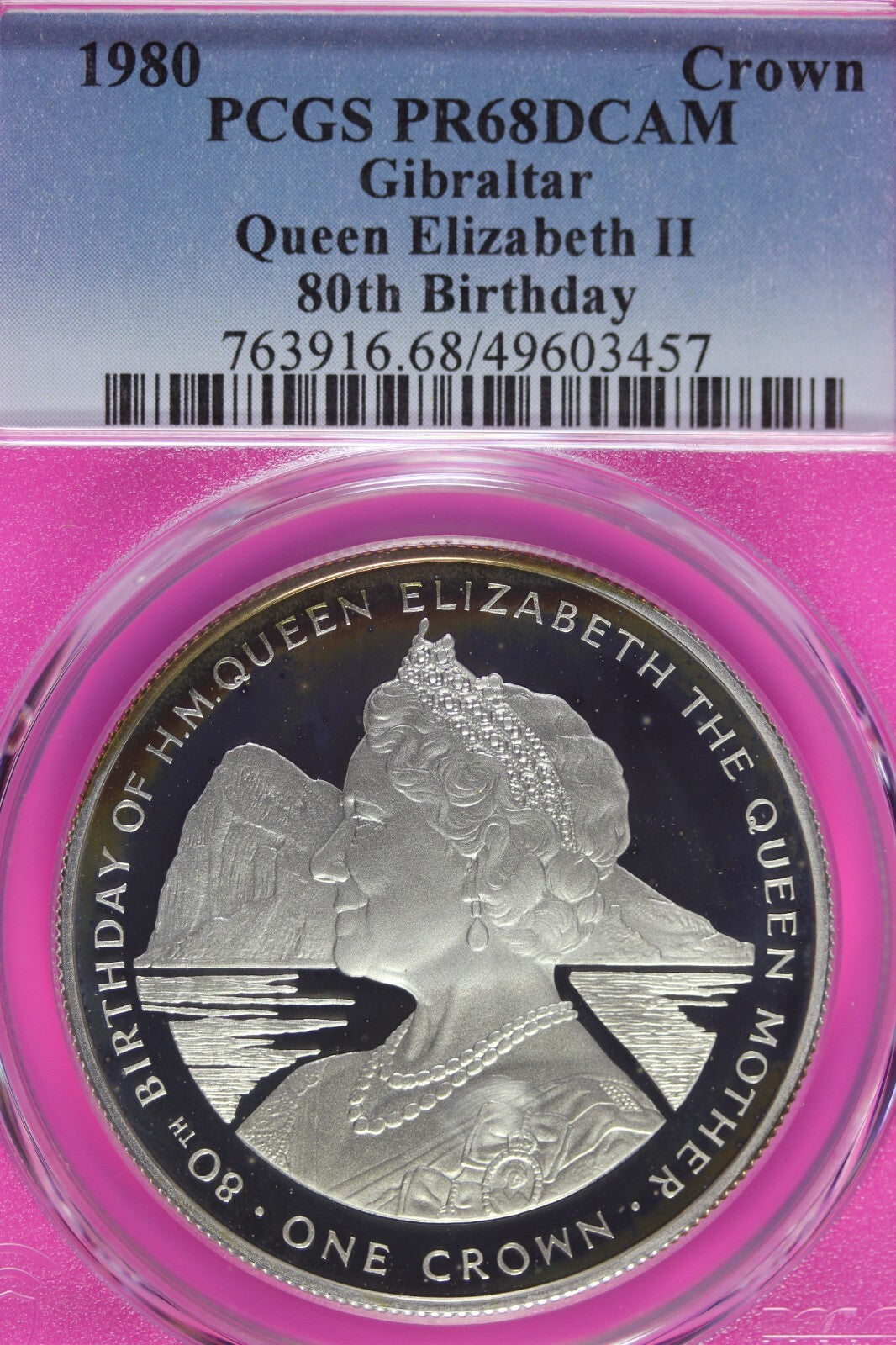 Toned 1980 PR 68 DCAM Crown Gibraltar  PCGS Queen Elizabeth 80th Birthday 515