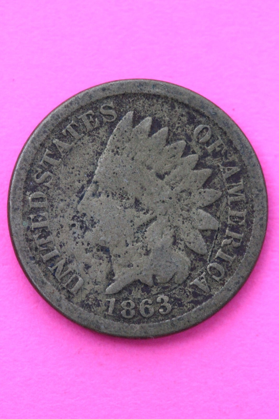 1863 Copper Nickel Indian Head Cent Penny Exact Early Type Coin Pictured 129