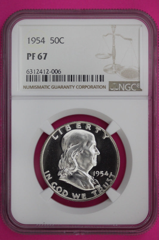 1954 PF 67 Ben Franklin Silver Half Dollar NGC Certified Graded Authentic 273