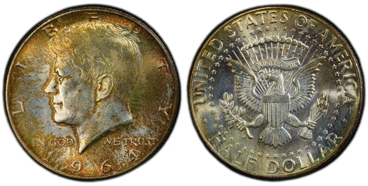 Toned 1964 D Silver MS 65 John F Kennedy Silver Half Dollar PCGS Graded 297