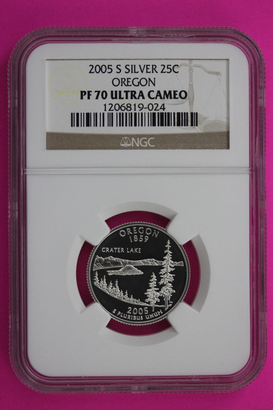 2005 S PF 70 Oregon Silver State Quarter NGC Certified Authentic Slab 458