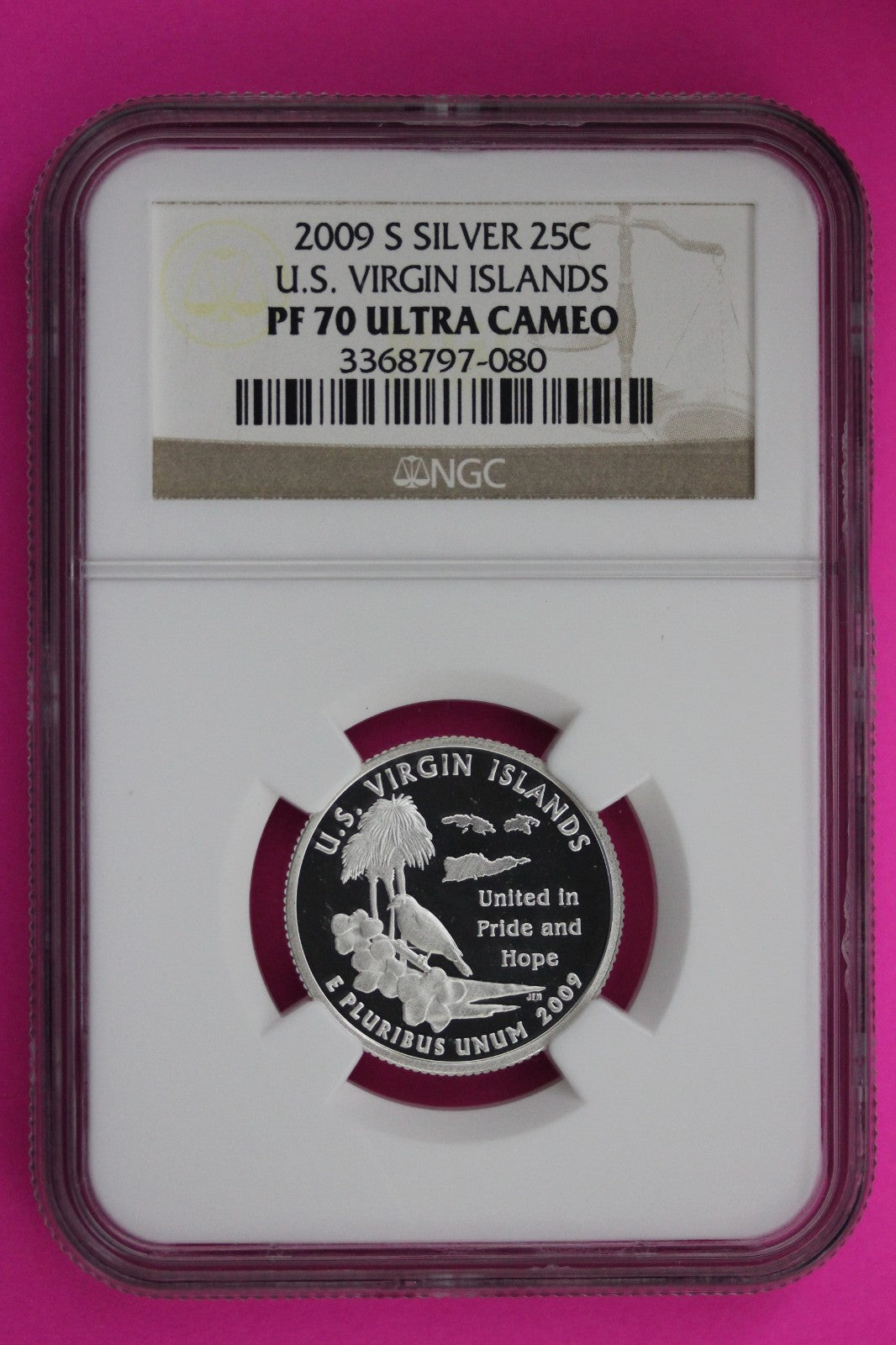 2009 S PF 70 Virgin Islands Silver State Quarter NGC Certified Authentic 468