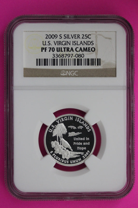 2009 S PF 70 Virgin Islands Silver State Quarter NGC Certified Authentic 468