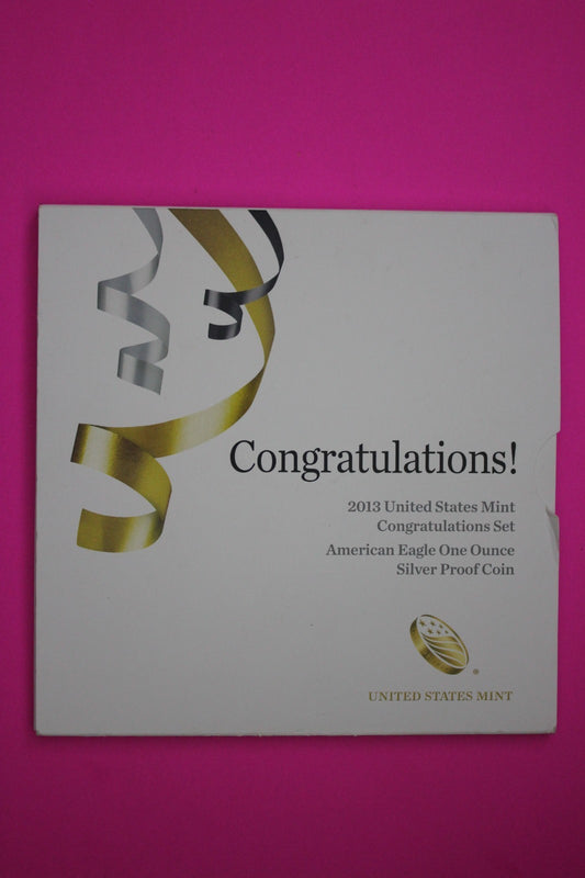 Gem 2013 W Congratulations U.S. Mint Set Proof Deep Cameo Silver Eagle COA 9060