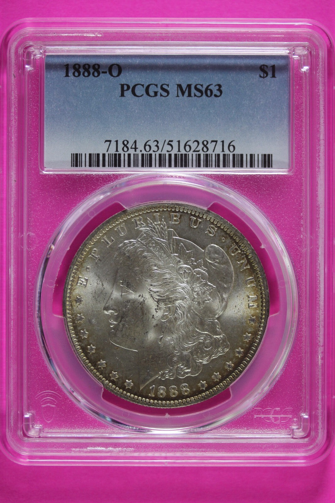 Toned 1888 O MS 63 Liberty Morgan Silver Dollar PCGS Certified Graded Slab 918