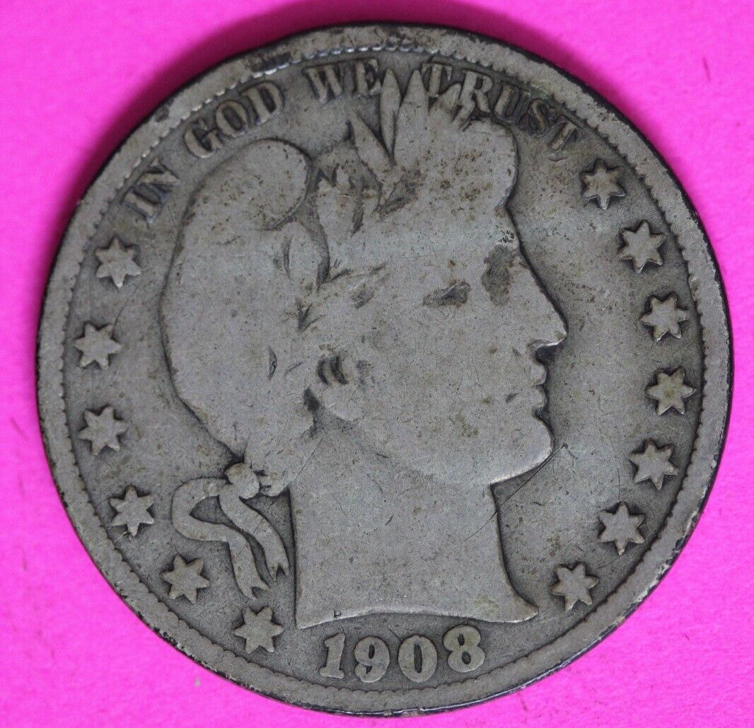 1908 S Barber Liberty Half Dollar Scarce Semi Key Date Coin San Francisco 156