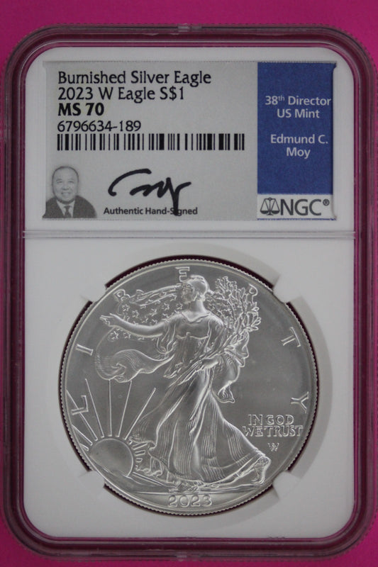 2023 W MS 70 Moy Signature Hand Signed Silver Eagle Coin NGC Certified Slab 829