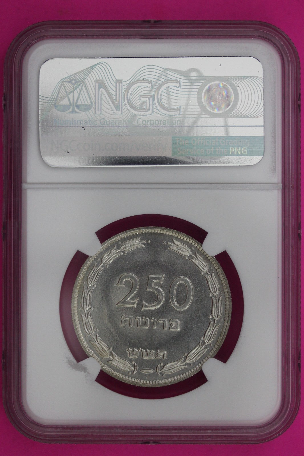 1949 MS 66 Israel Heaton 250 Pruta NGC Certified Graded Authentic Slab 1312