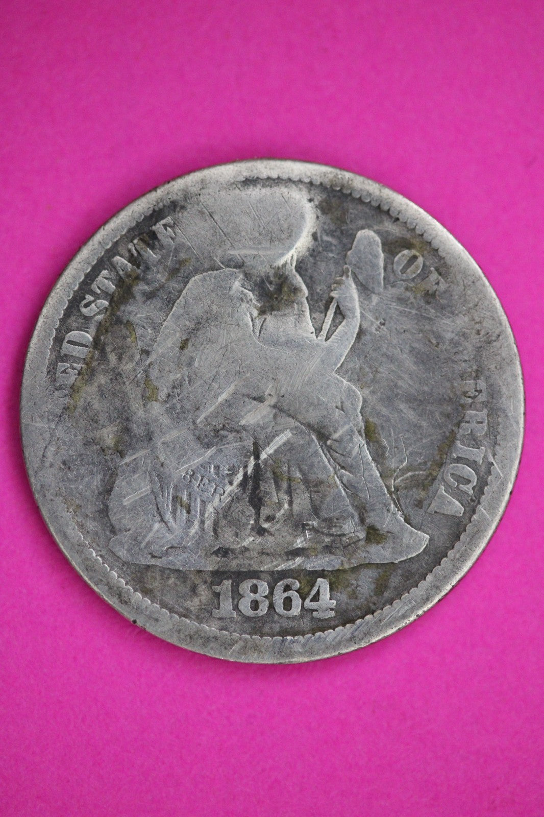 1864 S Seated Dime Silver Exact Coin Shown Low Grade Filler Damaged Bent 2767