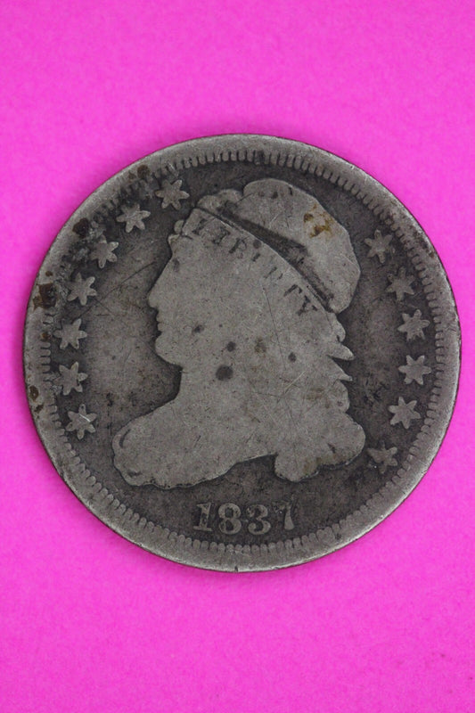 1837 Bust Capped Dime Lady Liberty Silver Coin Guaranteed Authentic Genuine 1534