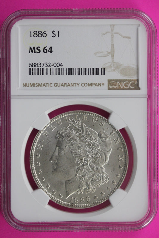 1886 P MS 64 Liberty Morgan Silver Dollar NGC Certified Graded Authentic 662